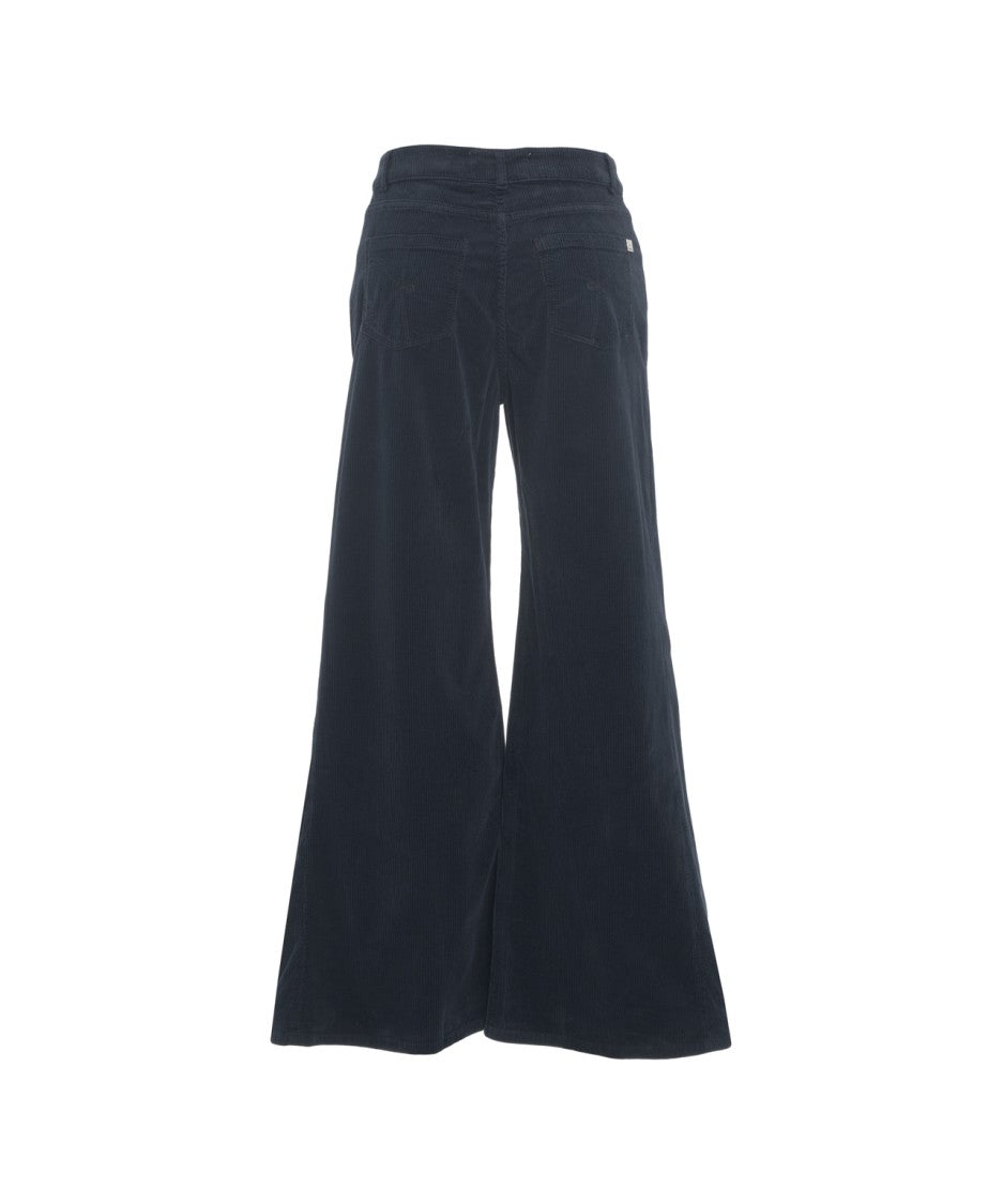 Kaos High-Waisted Wide Leg Pants In Soft Corduroy Fabric