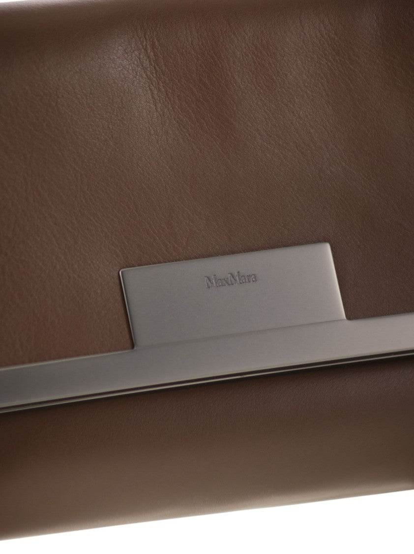 Max Mara Mmclaspclutch - Small Natural Leather Clutch Bag
