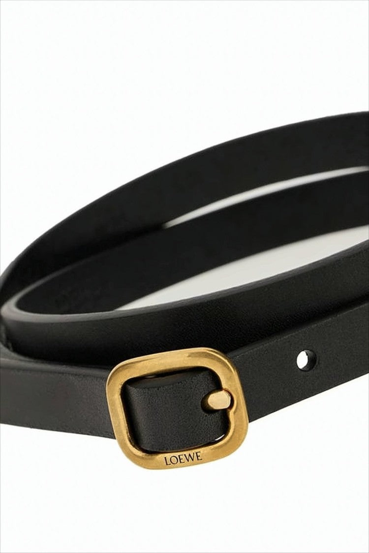 Loewe Calf Leather Slim Belt With Gold-Tone Buckle