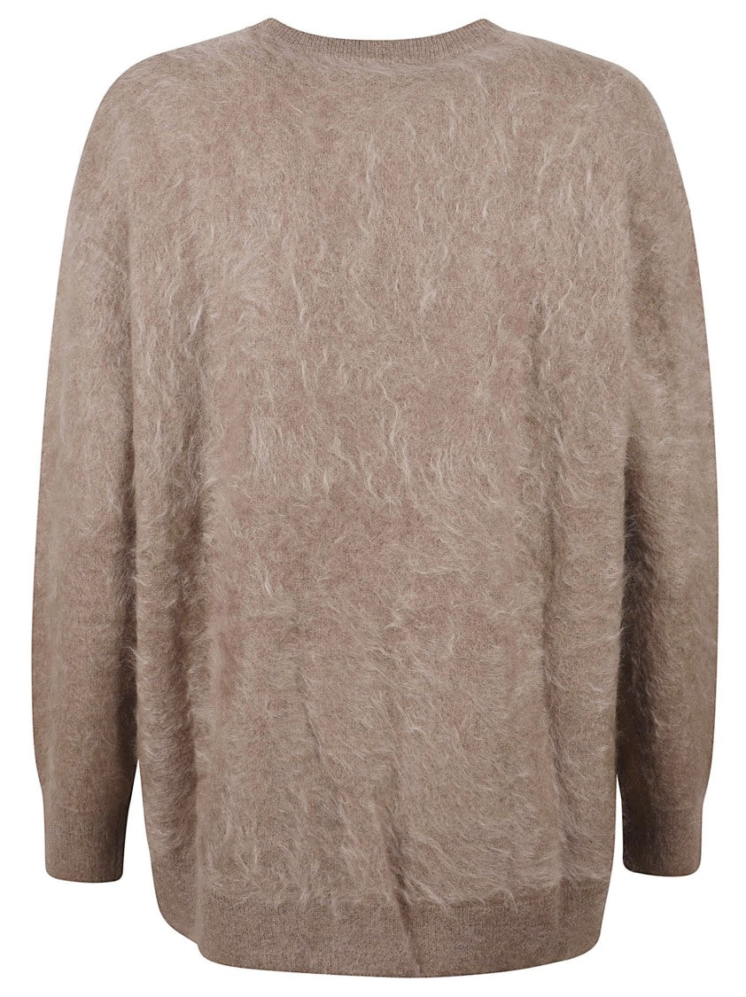 Max Mara Plush Relaxed-Fit Sweater With Round Neckline And Ribbed Cuffs