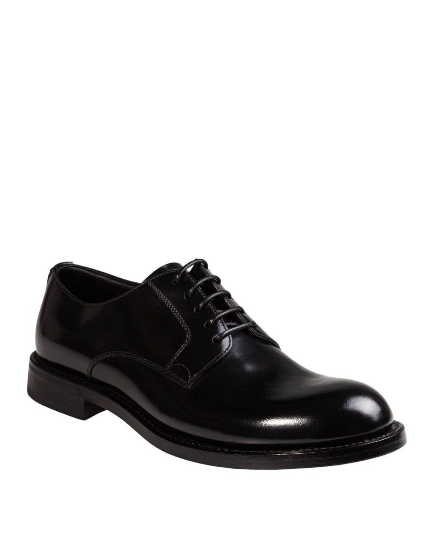 Dolce & Gabbana Black Brushed Calfskin Derby Shoes