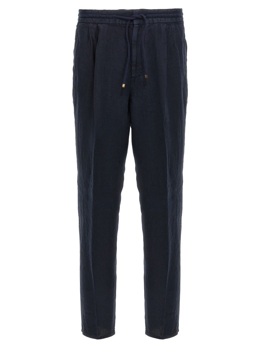 Brunello Cucinelli Garment-Dyed Linen Trousers With Adjustable Drawstring