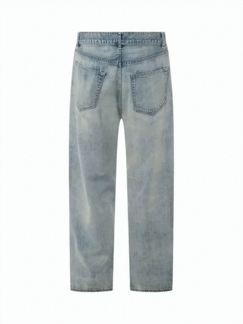 Auralee Relaxed Straight-Leg Denim Pants With Subtle Distressing