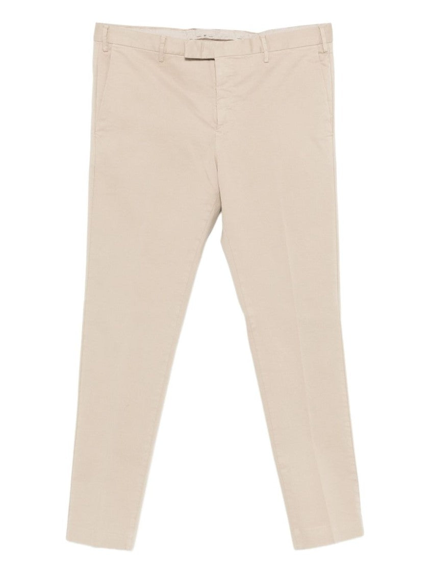 Pt Torino Tailored Beige Trousers With Slash Pockets