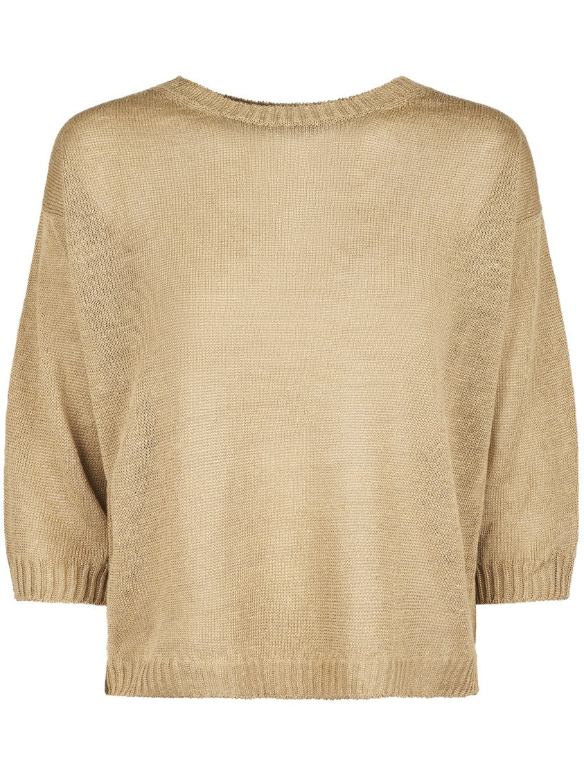 Max Mara Round-Neck Boxy Fit Linen Top