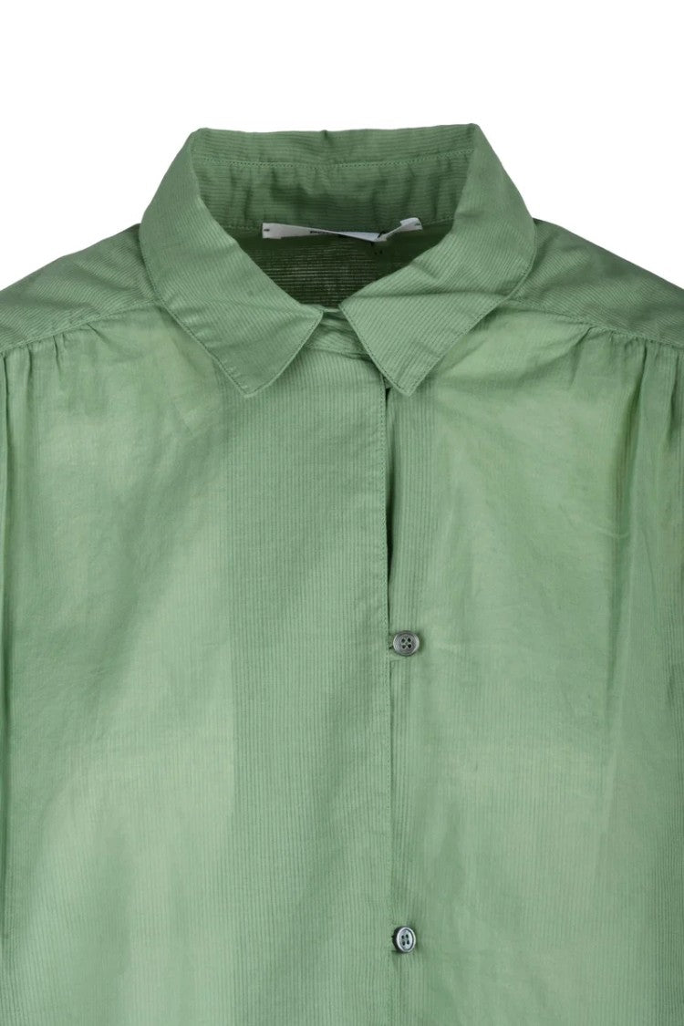 Pomandère Relaxed Fit Green Brushed Cotton Shirt