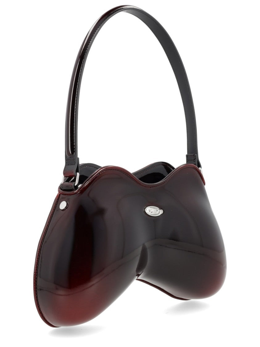 Diesel Bordeaux Glossy Sculptural Shoulder Bag