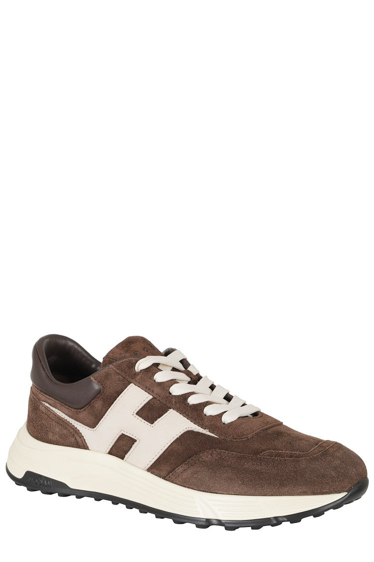 Hogan Brown Hyperlight Suede Rubber Sole Leather Sneakers
