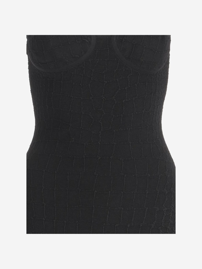Jacquemus Crocodile-Embossed Short Scale Dress