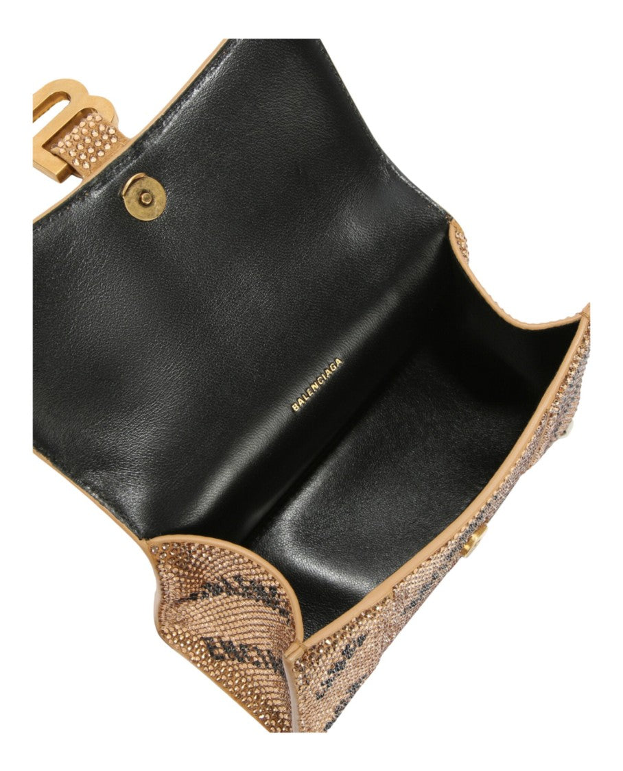 Balenciaga Hourglass Xs Top Handle Bag With Allover Logo Strass