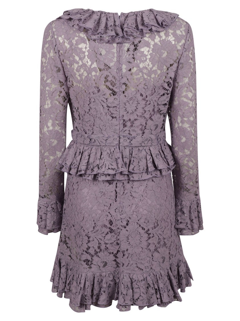 Valentino Garavani Floral Lace Dress With Ruffled Accents