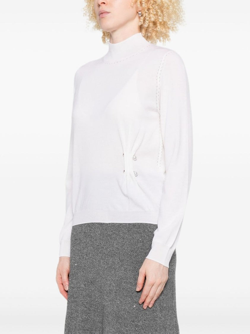Liu Jo Long-Sleeved Virgin Wool Sweater With Subtle Embellishments