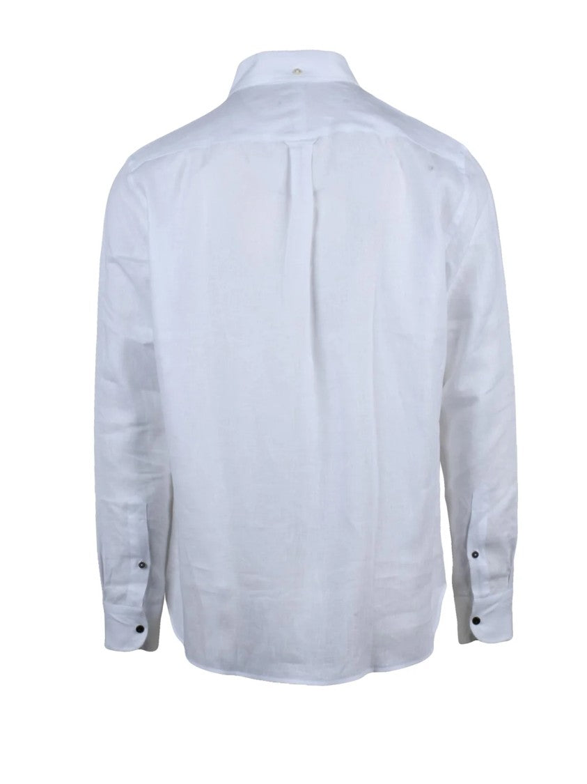 Deuxieme White Linen Men Shirt