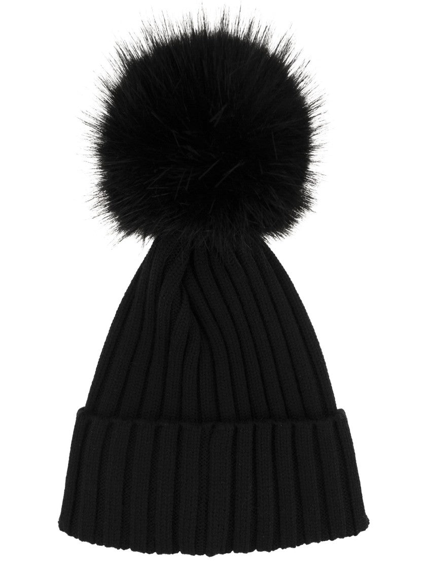 Moncler Wool Cap With Synthetic Pompom