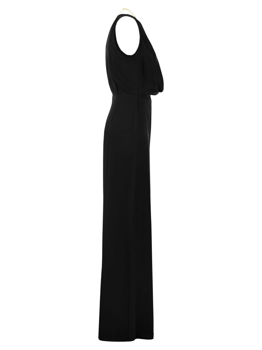 Elisabetta Franchi Fluid Crepe Jumpsuit With Bra Accessory