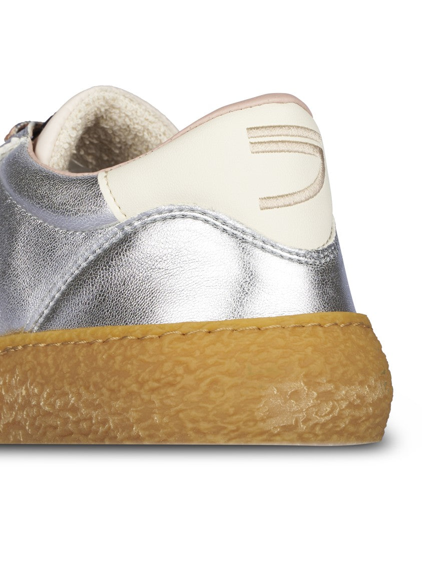Puraai Vintage-Inspired Sneakers With Metallic Silver Upper