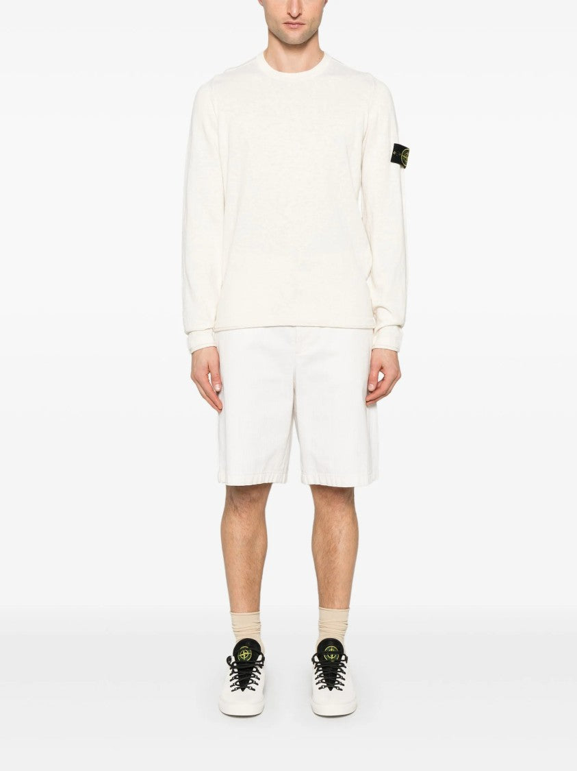 Stone Island White Long-Sleeve Pullover Sweater