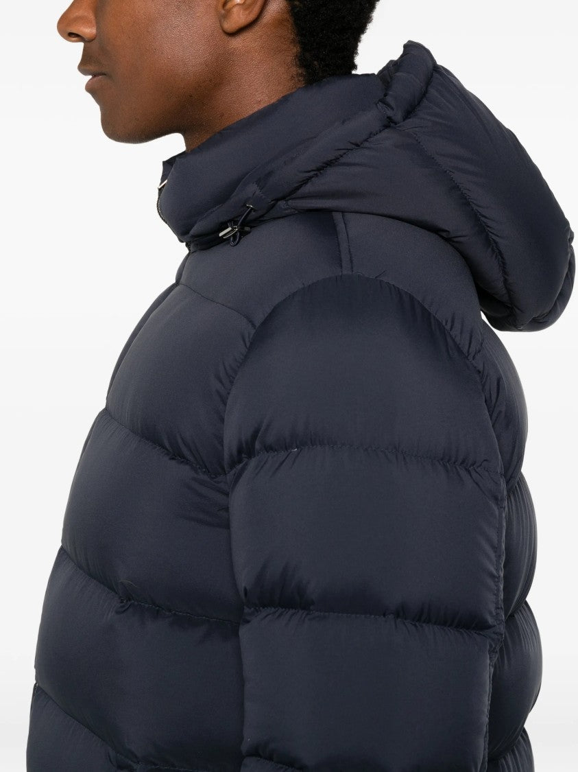 Herno Quilted Blue Puffer Jacket With Adjustable Hood
