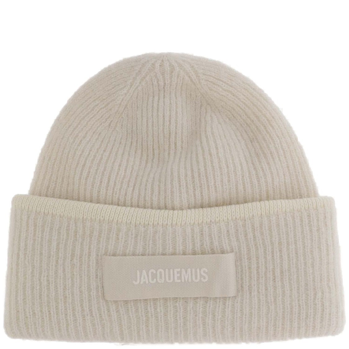 Jacquemus Ribbed Wool Blend Beanie With Logo Patch