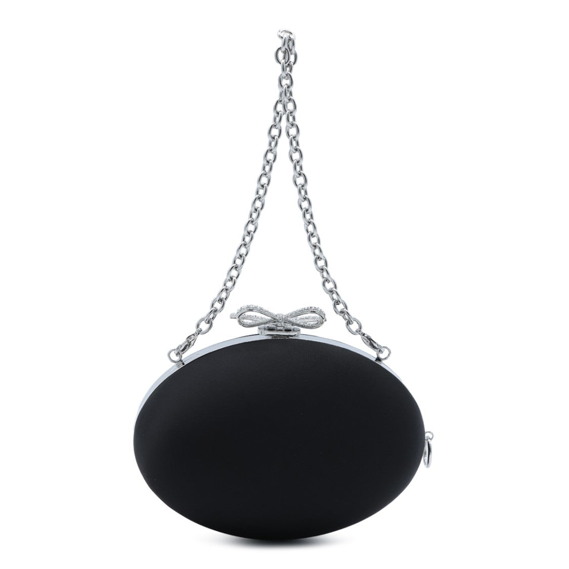 Self-Portrait Black Strass Satin Oval Clutch Bag