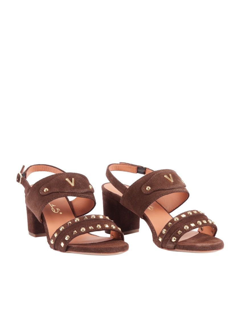 Via Roma 15 Brown Suede Sandaletto Sandals