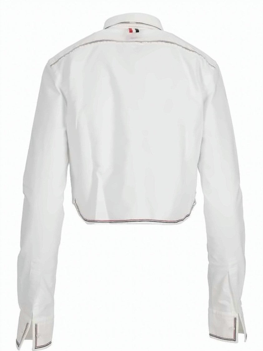 Thom Browne Cropped Long-Sleeve Shirt With Classic Collar
