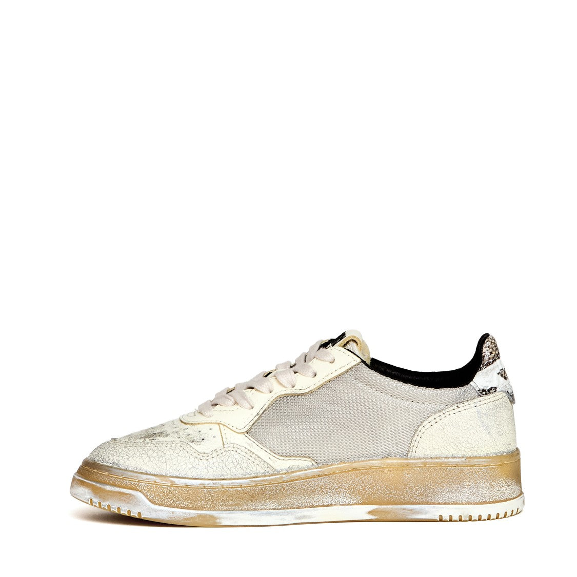 Autry White Black Silver Vintage Leather Medalist Low Sneakers