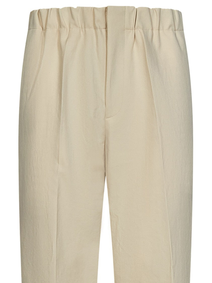 Jil Sander Beige Polyester Serge Tapered Trousers