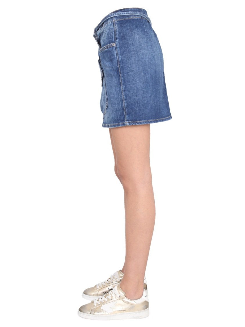 Dsquared2 Short Denim Skirt With Flap Pocket