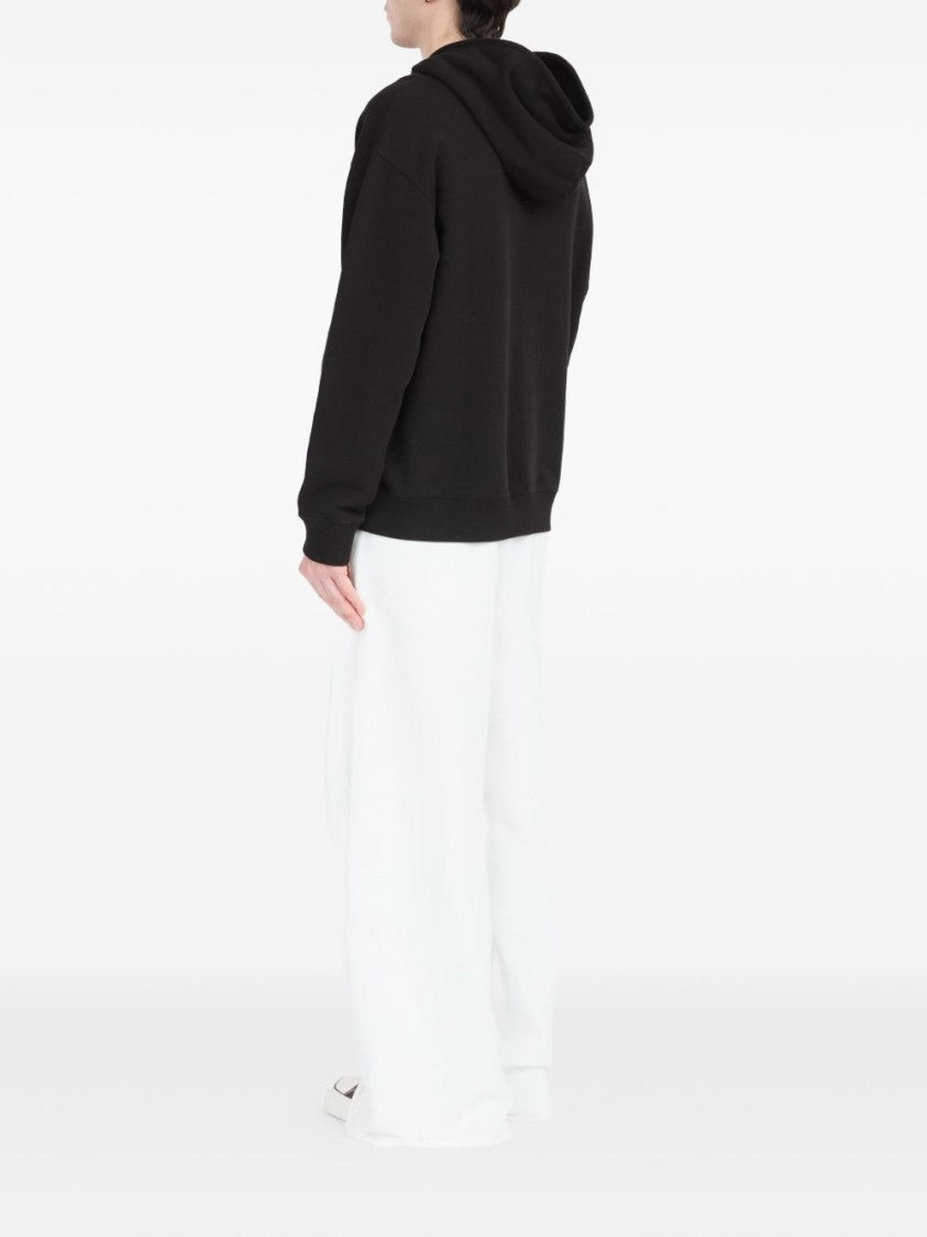 Mm6 By Maison Margiela Black Hoodie Sweatshirt With Adjustable Drawstring