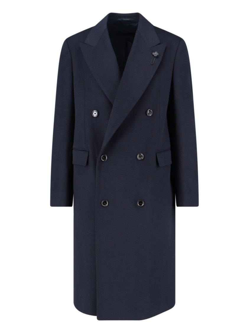Lardini Double-Breasted Coat – Navy