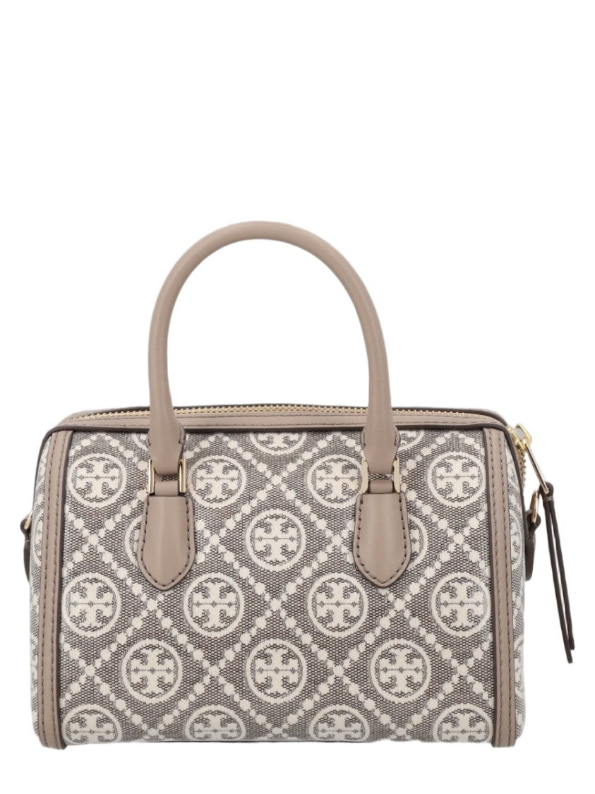 Tory Burch Cylindrical Structured Handbag With T Monogram Design