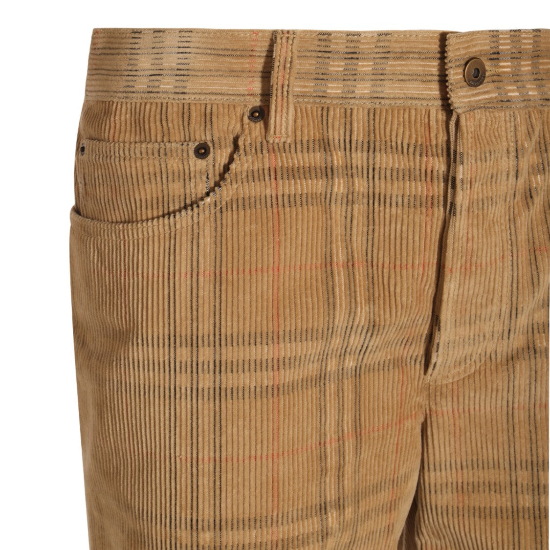 Burberry Plaid Corduroy Trousers With Straight-Leg Silhouette