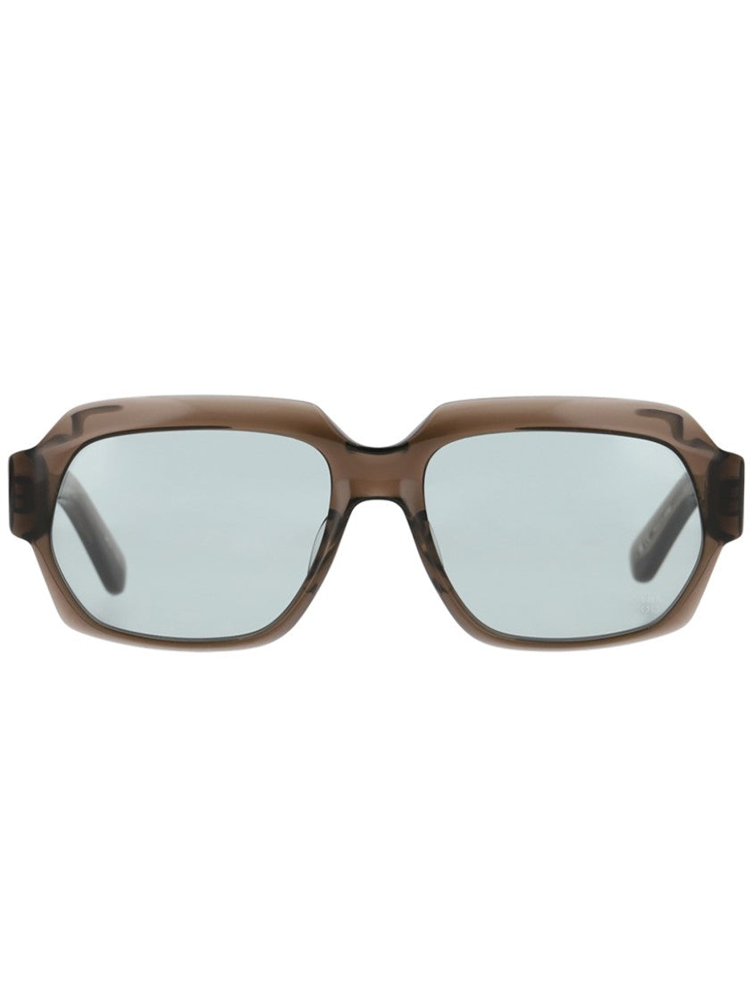 Yellows Plus Brown Acetate Sunglasses With Modern Angular Design