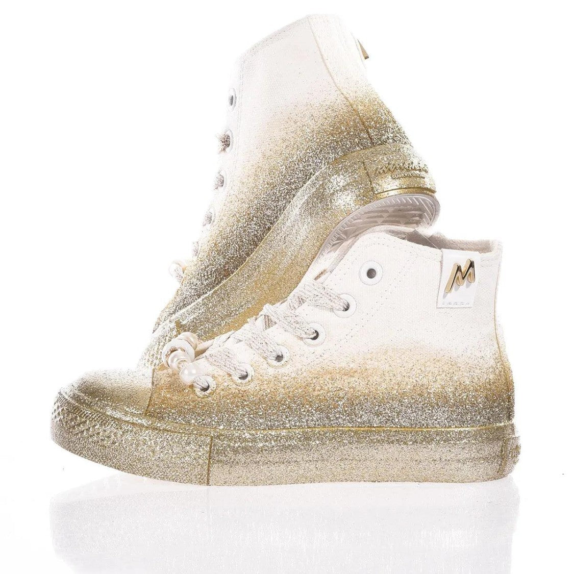 Mimanera High-Top Sneakers With Unique Gold Glitter Design