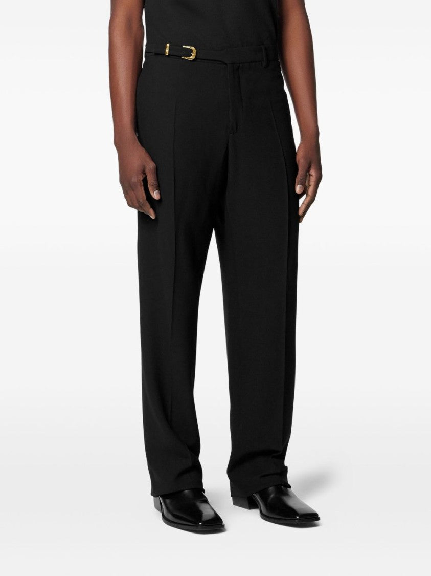 Versace Tailored Black Viscose Wool Crepe Trousers