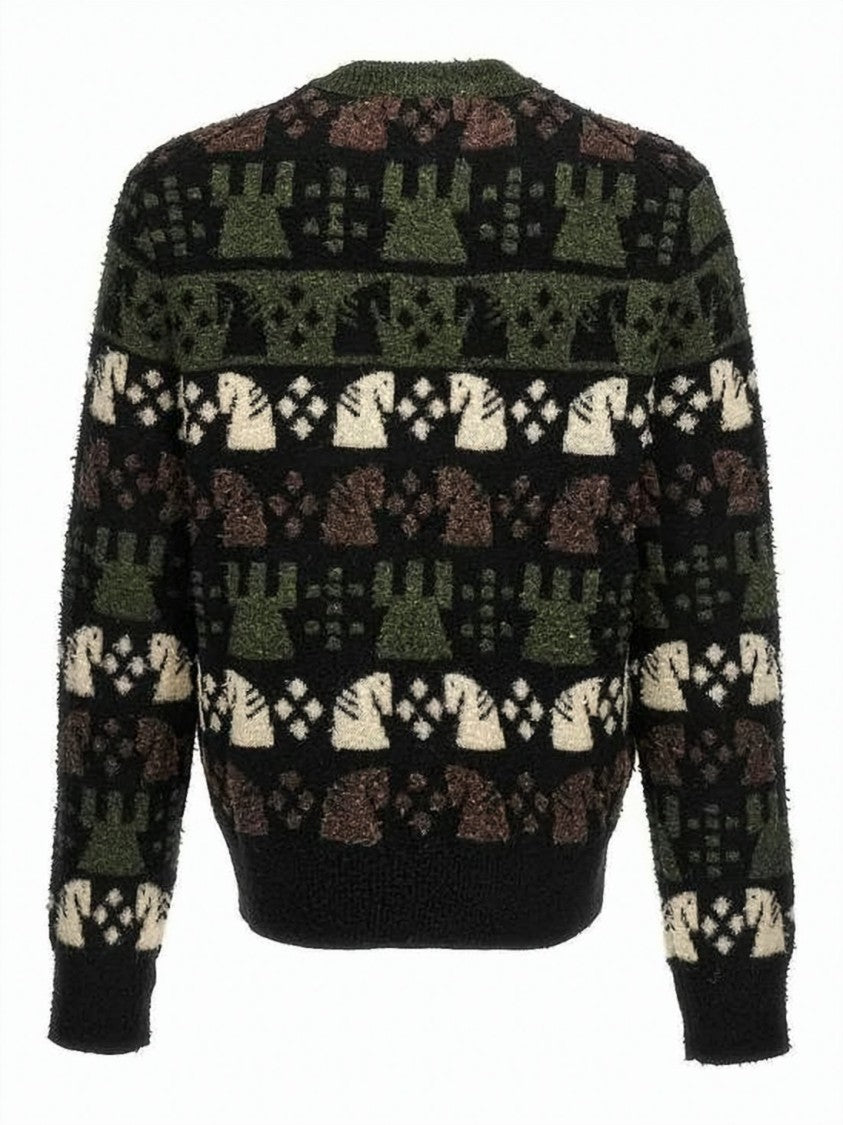 Burberry Patterned Knit Sweater With Vintage Chess Design