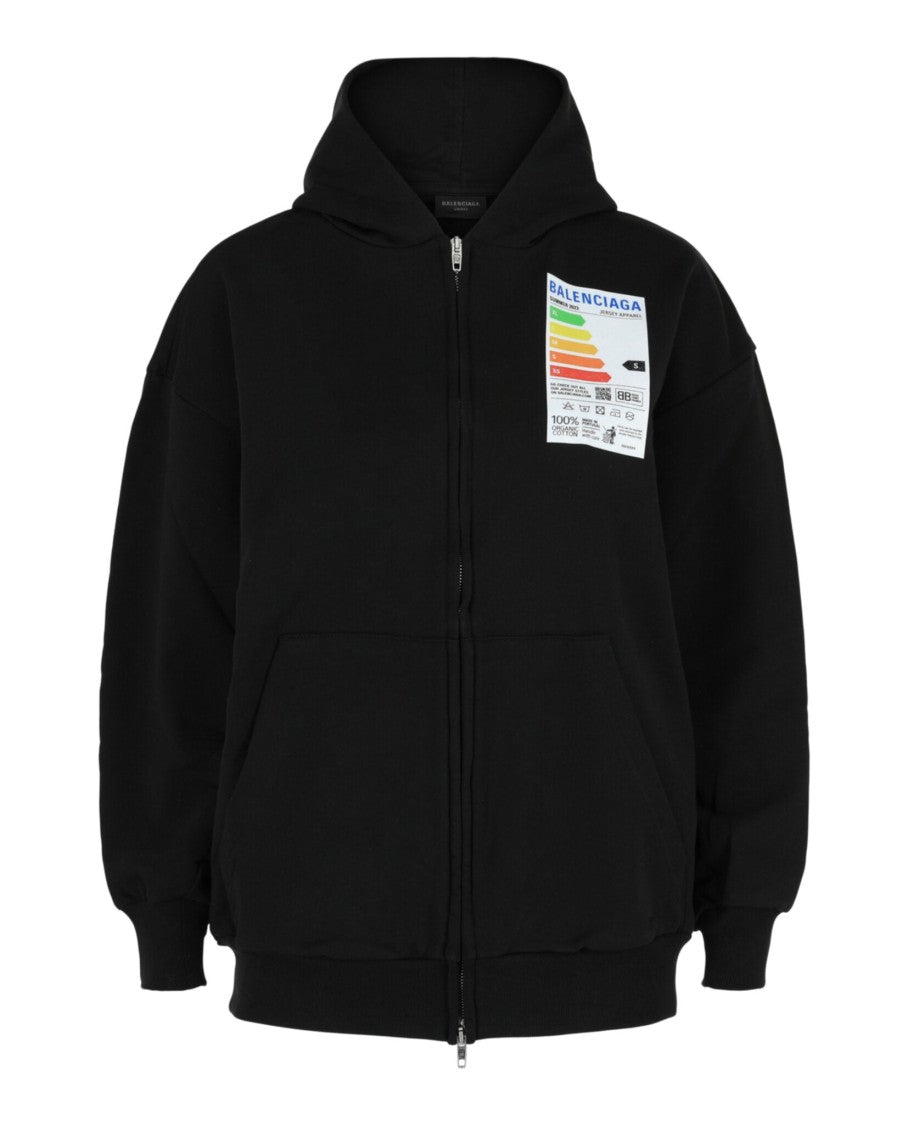 Balenciaga Novelty Graphic Zip-Up Hoodie With Silver Hardware