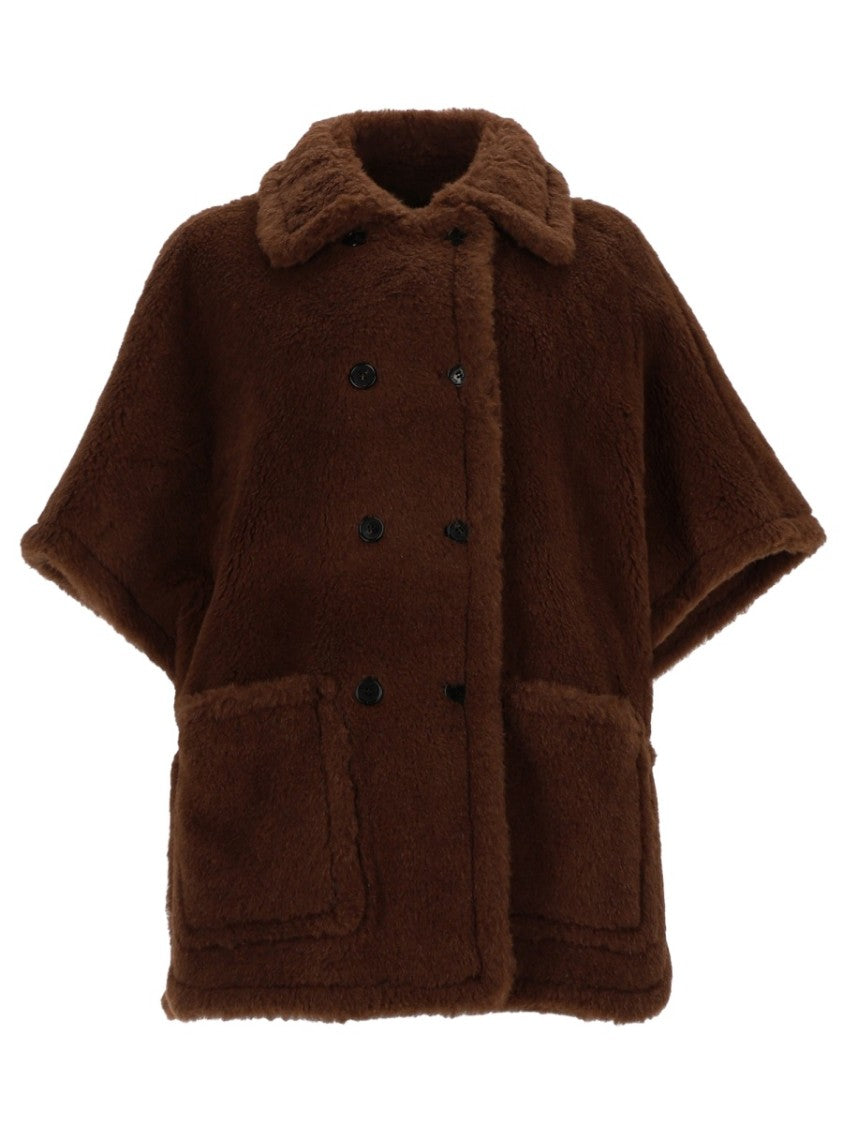 Max Mara Horse4 Double-Breasted Boxy Alpaca Poncho