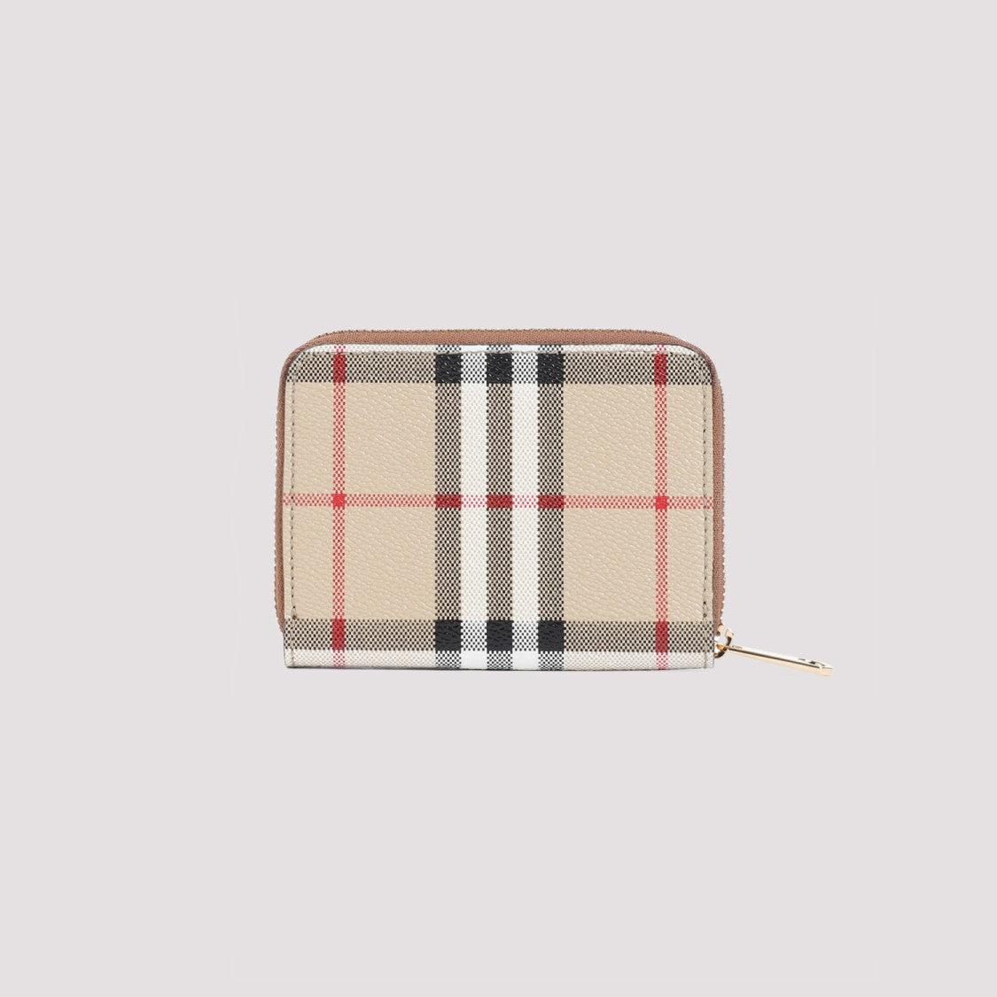 Burberry Structured Check Pattern Wallet With Zip Closure