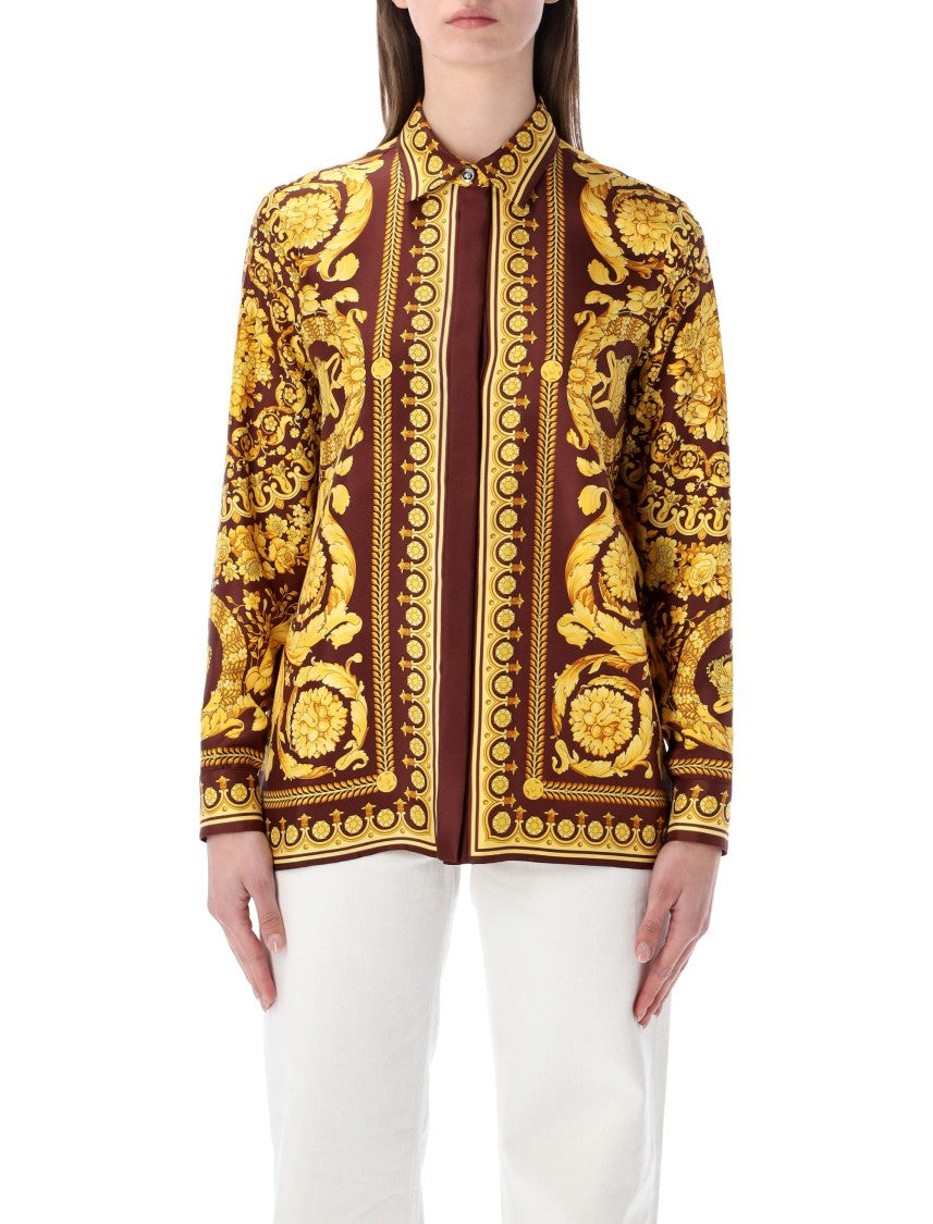 Versace Barocco Silk Shirt Medusa Button Detailing