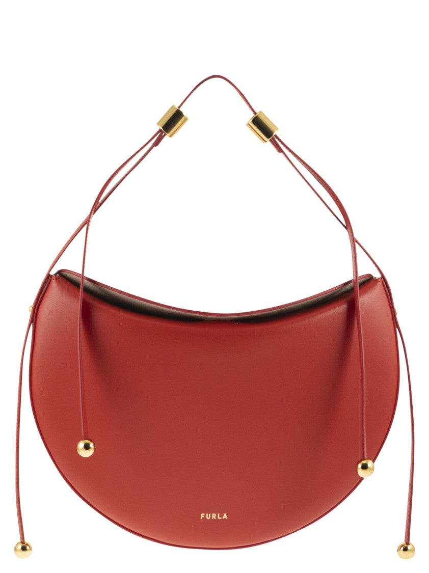 Furla Saddle-Shape Moonstone Shoulder Bag With Adjustable Strap