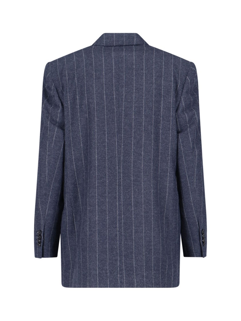Lardini Pinstripe Virgin Wool And Cashmere Blazer – Blue