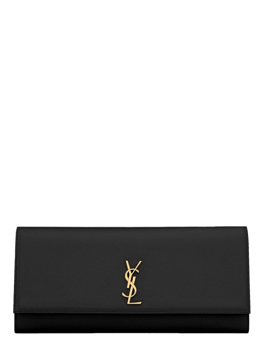 Saint Laurent Rectangular Black Leather Shoulder Bag With Chain Strap
