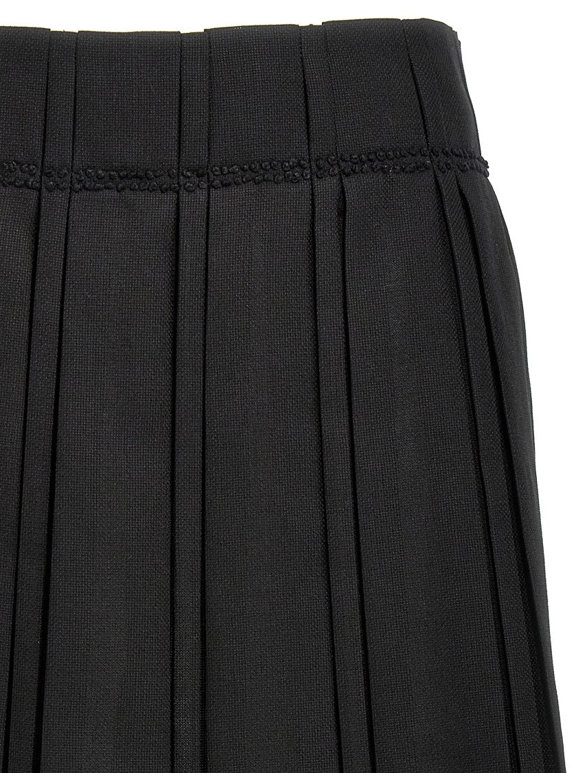 Jil Sander Midi Wool Canvas Skirt With Pleated Design