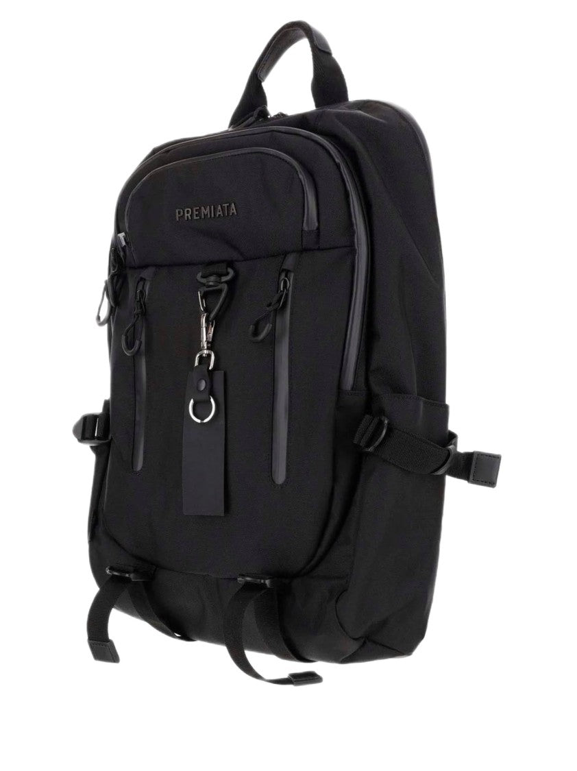 Premiata Multi-Compartment Black Nylon Gabardine Backpack