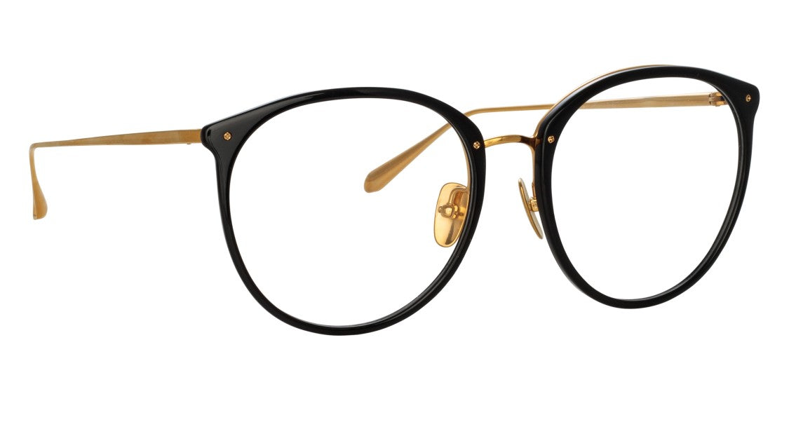 Linda Farrow Lfl Round Frame Eyeglasses With Black Acetate Front
