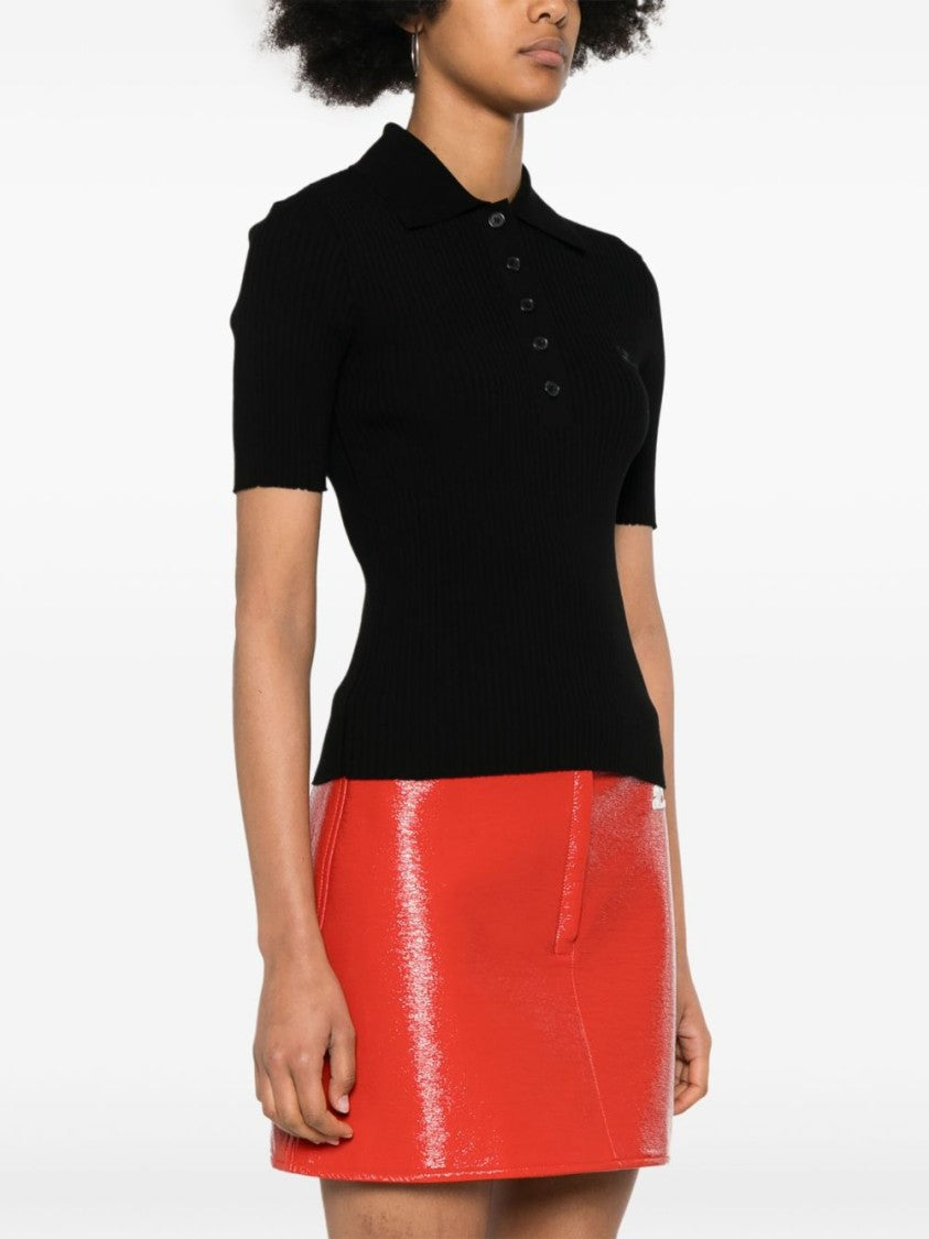Courrèges Iconic Rib Knit Polo Shirt