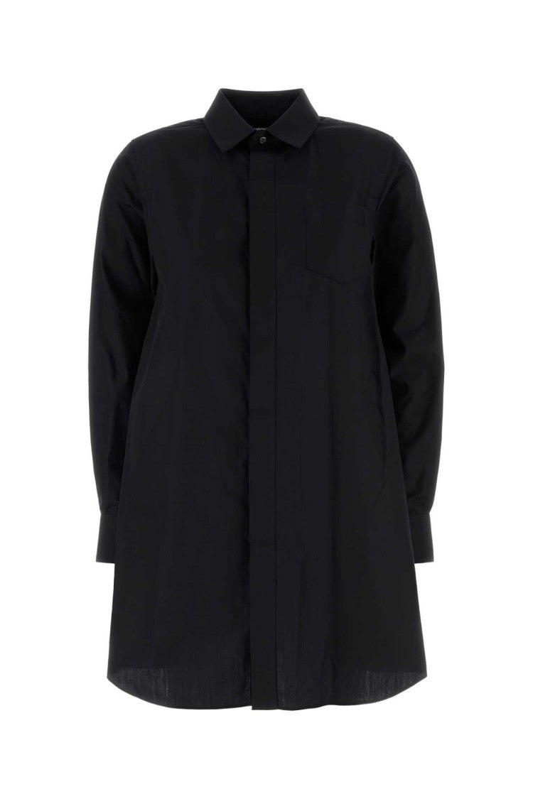 Sacai Black Poplin Shirt Dress