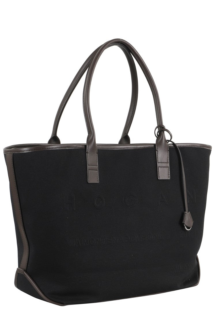 Hogan Medium Shopping Bag With Leather Accents And Lace Closure